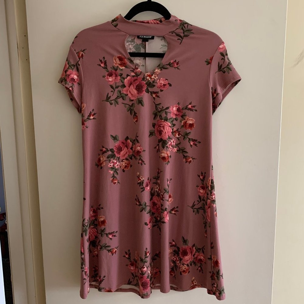 Mauve Floral Short Sleeve Dress